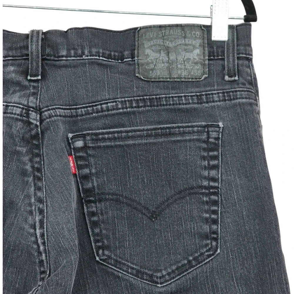 Vtg Levis 569 Loose Straight Jeans 36x36(34x34) Men Black Denim Faded Streetwear